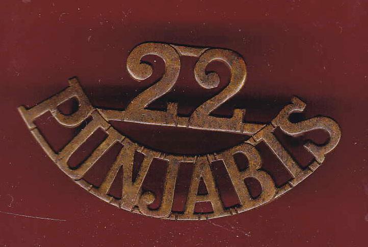 Indian Army 22nd Punjabis Regiment Ww1 shoulder title