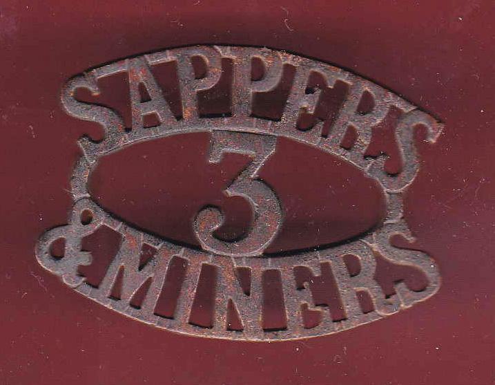 Indian Army; SAPPERS / 3 / MINERS 3rd Sappers and Miners WW1 shoulder title