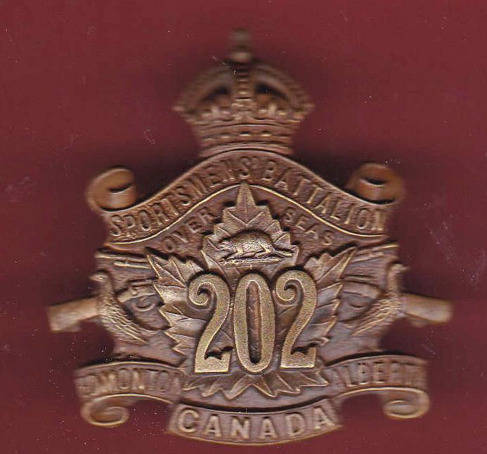Canadian 202nd Edmonton Sportsmen Bn. WW1 CEF cap badge