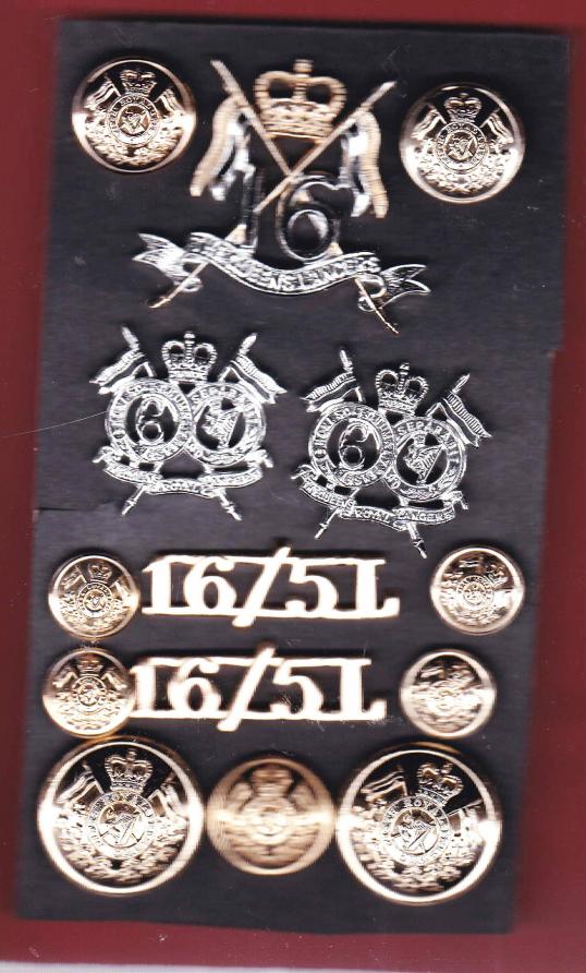 16th/5th Queen's Royal Lancers staybright badge set