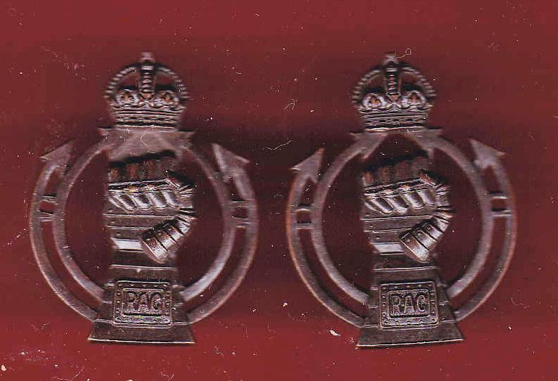 Royal Armoured Corps WW2 Officer's OSD collar badges