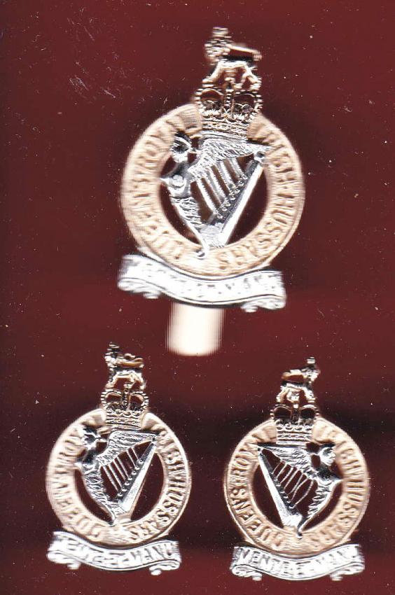 Queen's Royal Irish Hussars staybright cap & collar badges