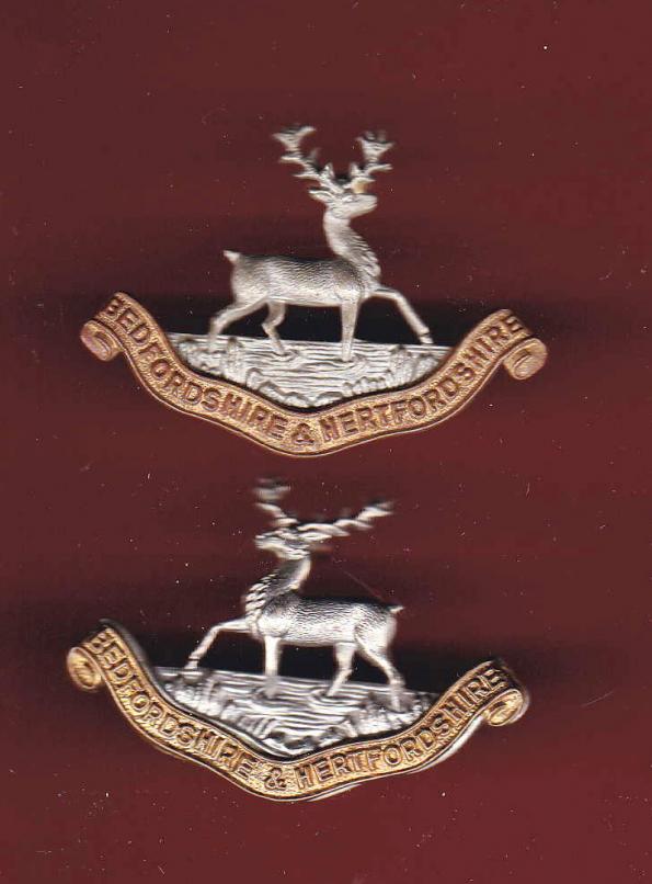 Bedfordshire & Hertfordshire Regiment OR's collar badges