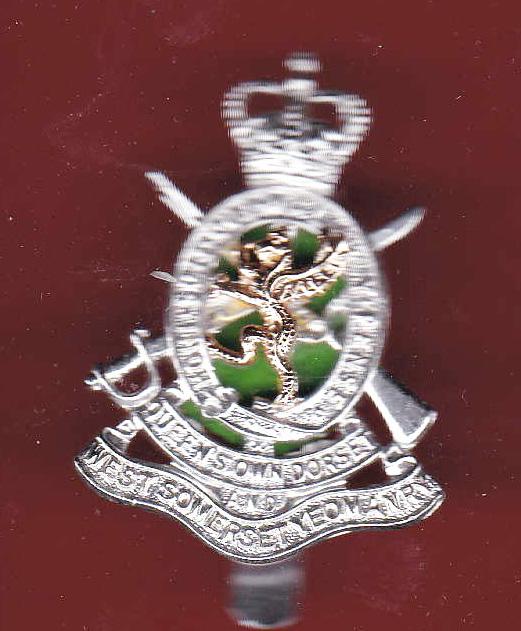 Q.O. Dorset & West Somerset Yeomanry staybright cap badge
