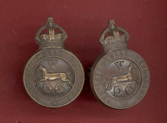 5th (Princess Charlotte of Wales's) Dragoon Guards WW1 Officer's OSD collar badges