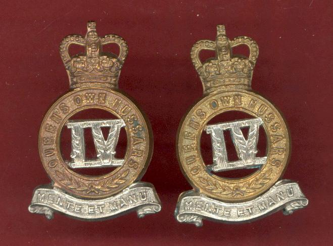 4th Queen's Own Hussars EIIR collar badges
