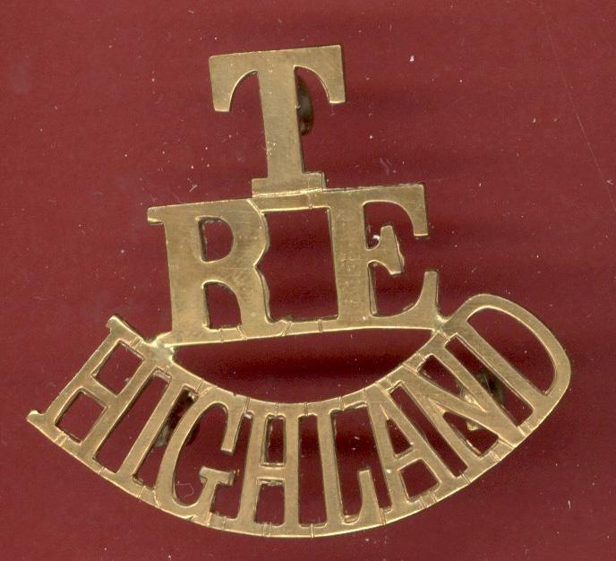 T / RE / HIGHLAND WW1 shoulder title