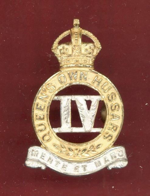 4th Queen's Own Hussars WW1 Officer's cap badge