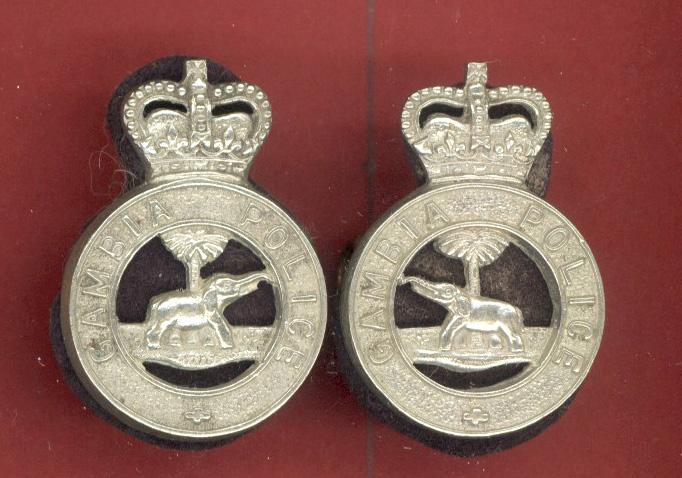 British Colonial Gambia Police collar badges
