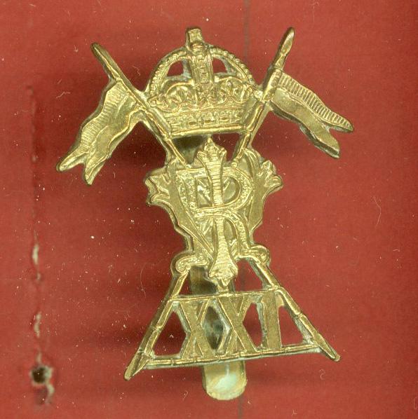 21st (Empress of India's) Lancers WW1 economy cap badge