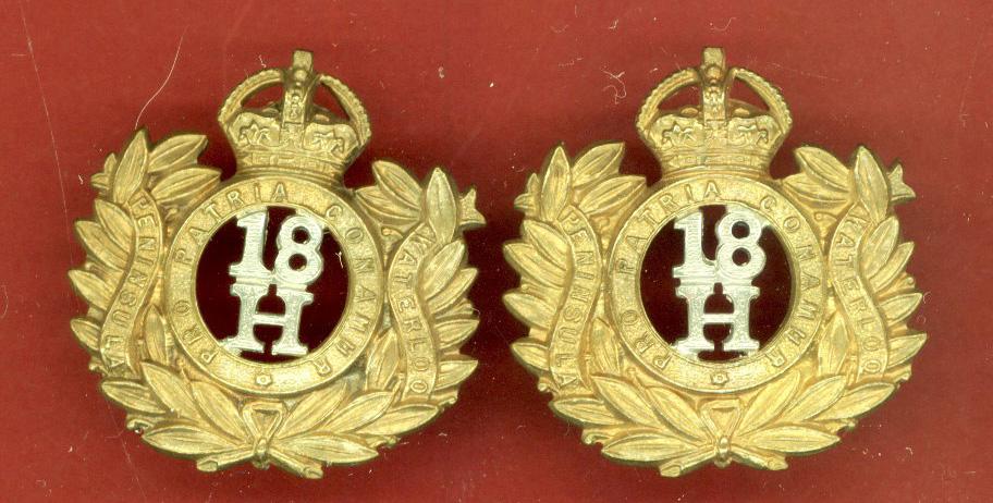 18th Hussars Edwardian OR's collar badges