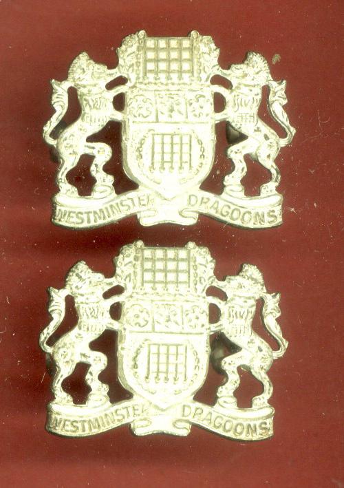 Westminster Dragoons Officer's collar badges