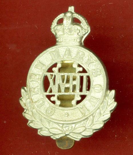 18th Hussars Queen Mary's Own WW1 OR's cap badge