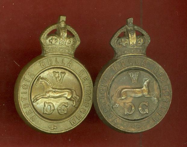 5th (Princess Charlotte of Wales's) Dragoon Guards WW1 Officer's OSD collar badges