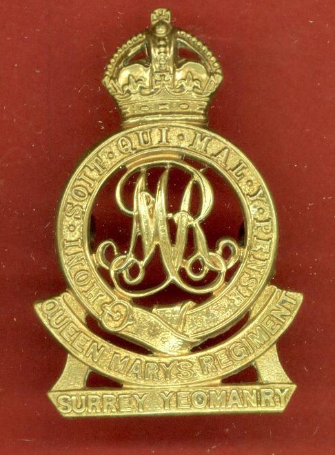 QMR Surrey Yeomanry WW1 OR's cap badge