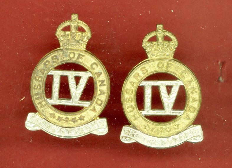 Canadian 4th Hussars of Canada WW2 collar badges