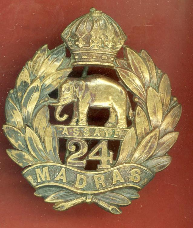 Indian Army. 24th Madras Infantry Victorian pagri badge.