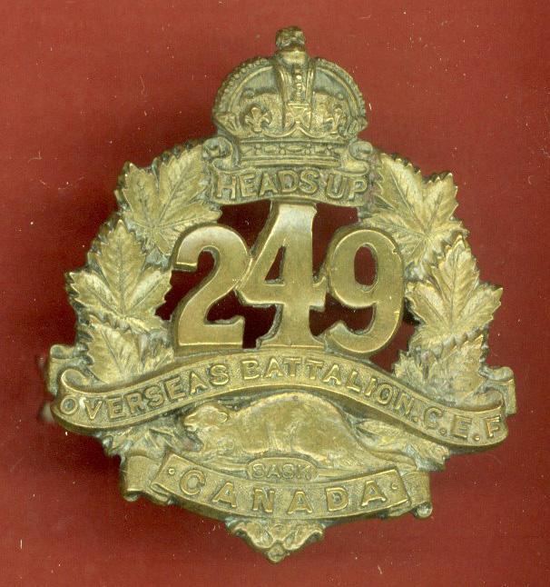 Canadian 249th Regina, Saskatchewan Battalion. WW1 CEF cap badge