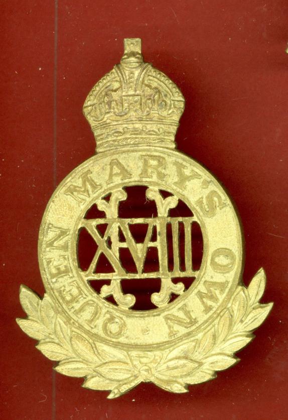 18th (Queen Mary’s Own) Hussars Edwardian pouch badge.