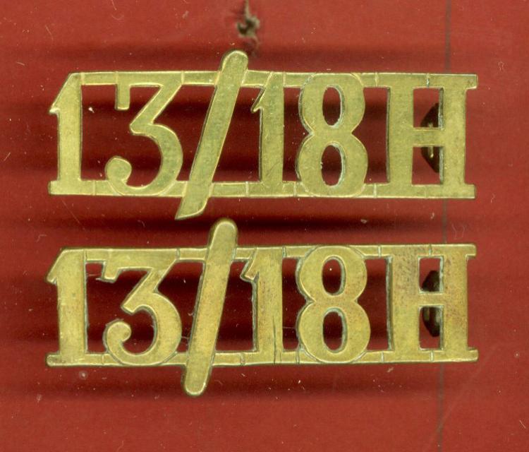 13/18H 13th/18th Hussars (Queen Mary's Own) shoulder titles