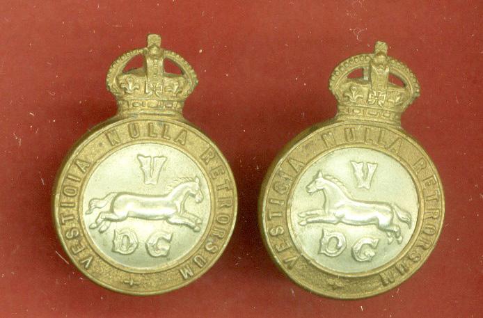 5th (Princess Charlotte of Wales's) Dragoon Guards WW1 OR's collar badges