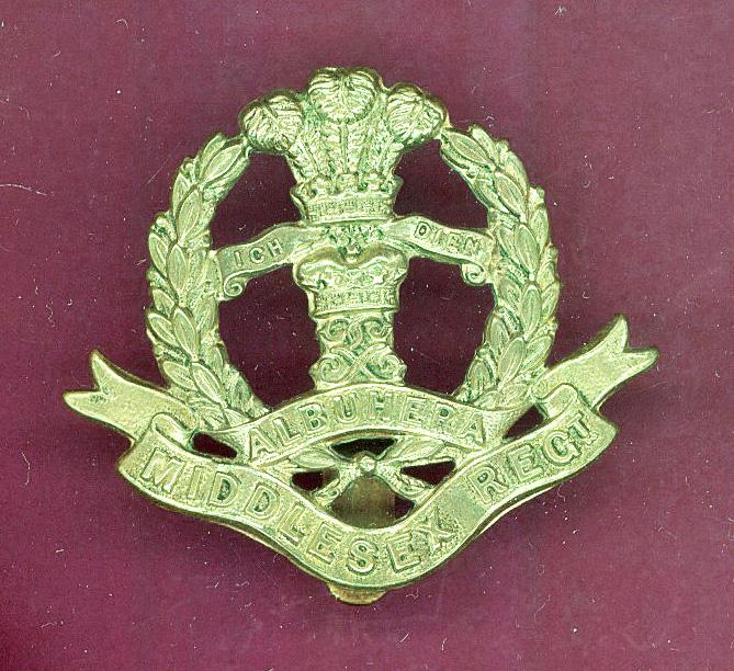 Middlesex Regiment WW1 brass economy cap badge