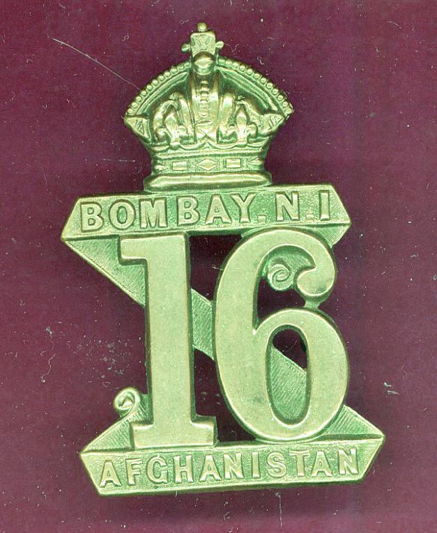 Indian Army. 16th Bombay Native Infantry Victorian hemet badge