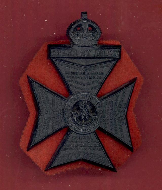 King's Royal Rifle Corps WW2 plastic economy cap badge