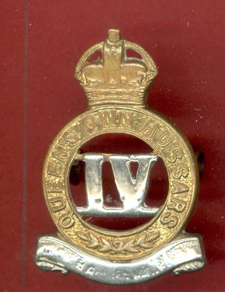 4th Queen's Own Hussars WW1 Officer's cap badge