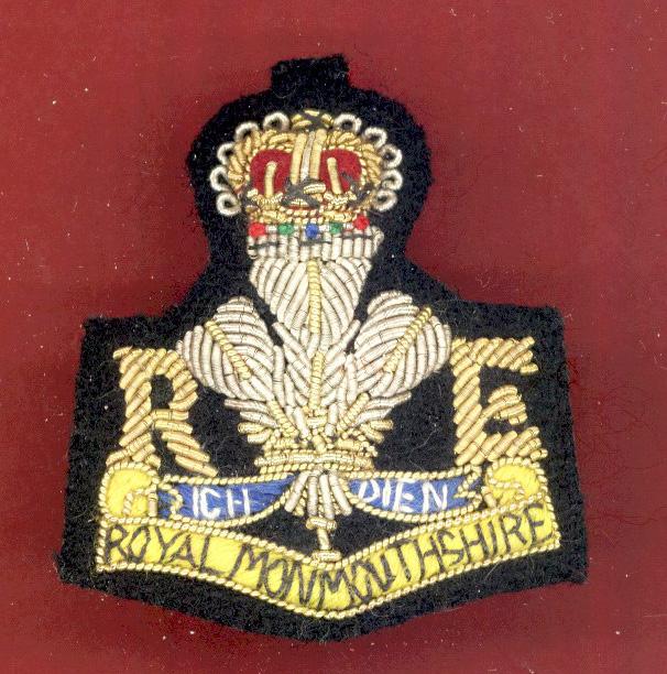 Royal Monmouthshire Royal Engineers Officer's bullion beret badge