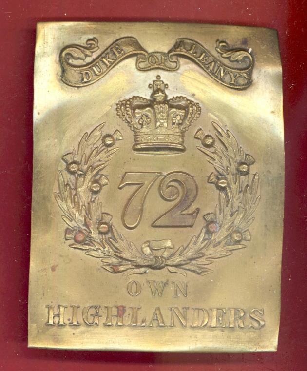 Scottish 72nd Duke of Albany's Own Highlanders Victorian shoulder belt plate