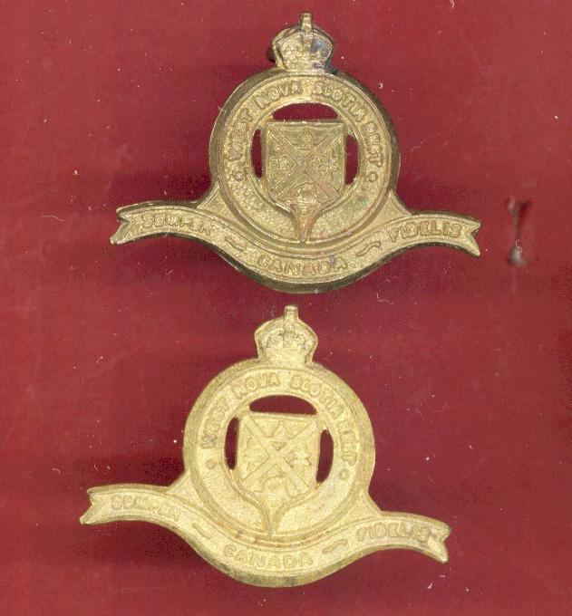 Canadian West Nova Scotia Regiment WW2 collar badges