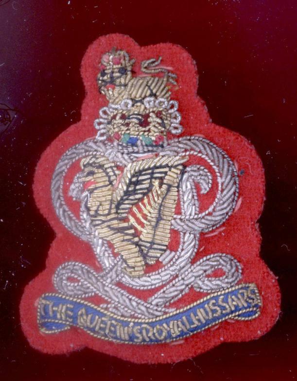 Queen's Royal Hussars Officer's bullion beret badge