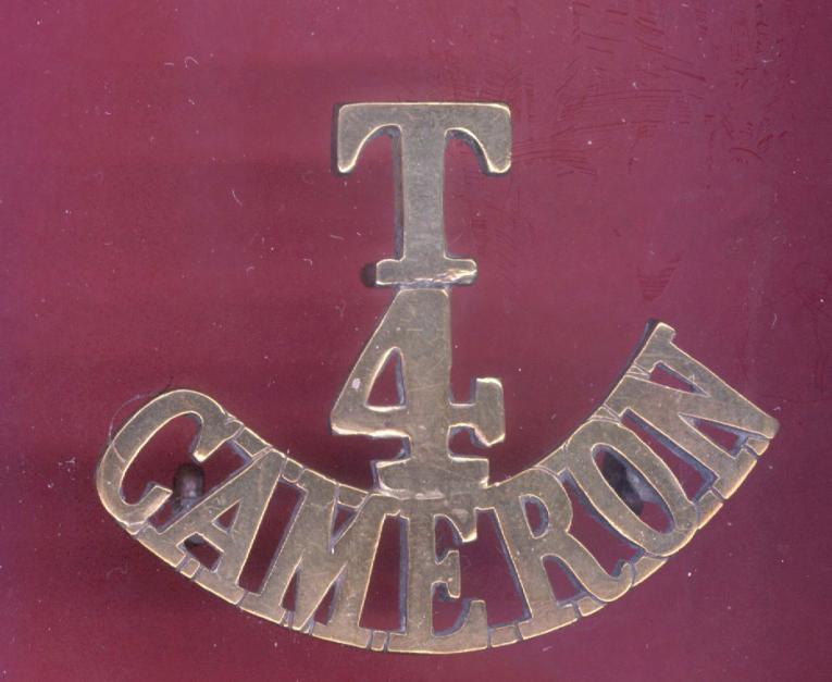 T / 4 / CAMERON Territorial WW1 shoulder title