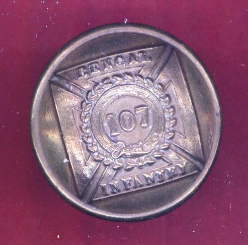 107th Bengal Infantry Regiment of Foot Victorian OR's button