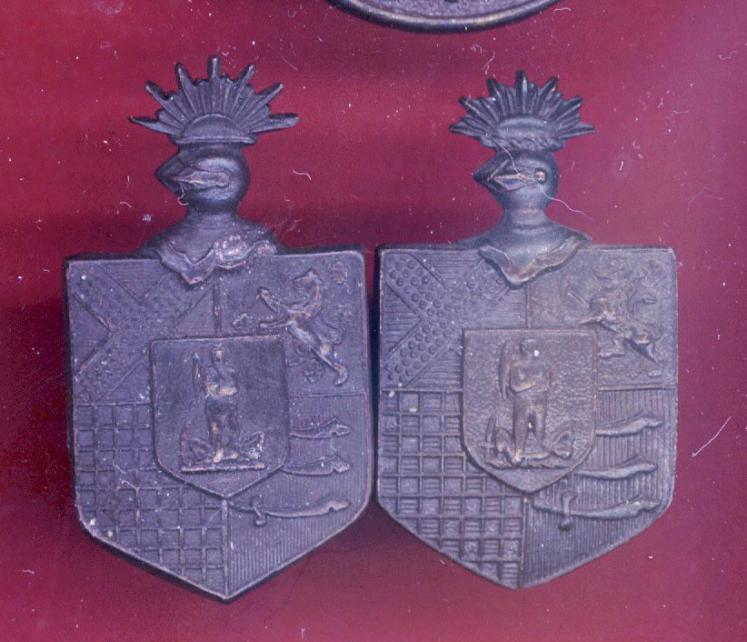 19th County of London Regiment. St. Pancras Rifles Officer's OSD collar badges