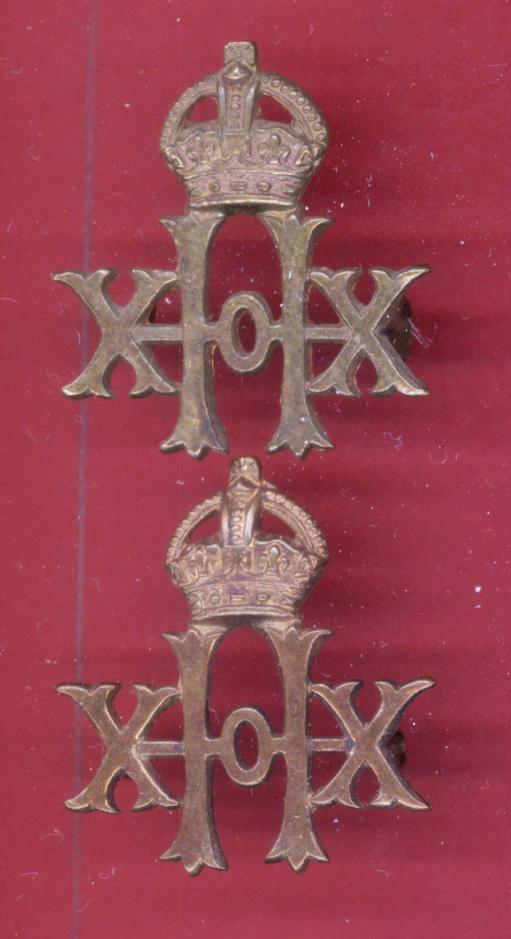 20th Hussars WW1 OR's collar badges