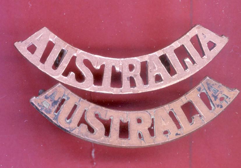 AUSTRALIA Military Forces bronze shoulder titles