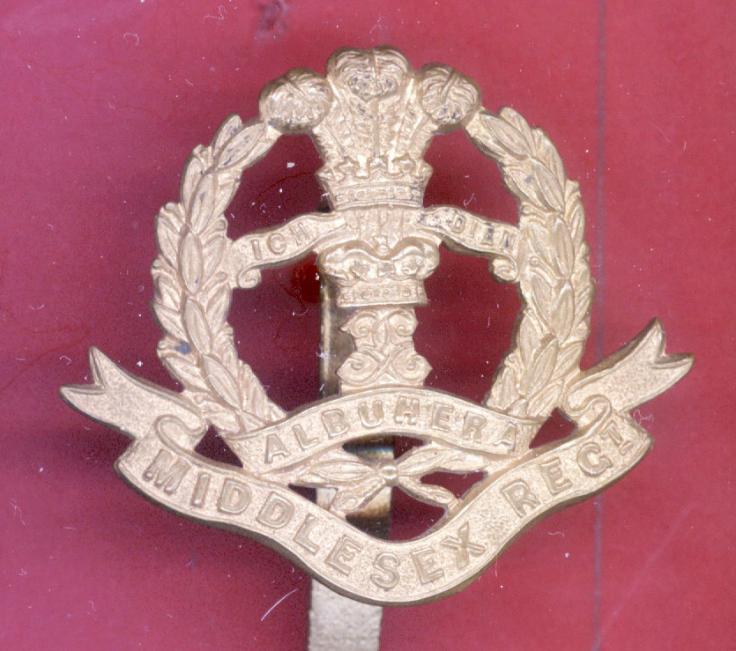 Middlesex Regiment WW1 brass economy cap badge