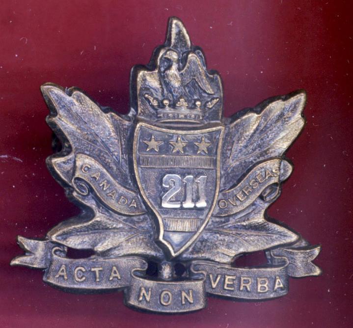 Canadian 211th Alberta Americans Bn. Officer's Cap Badge