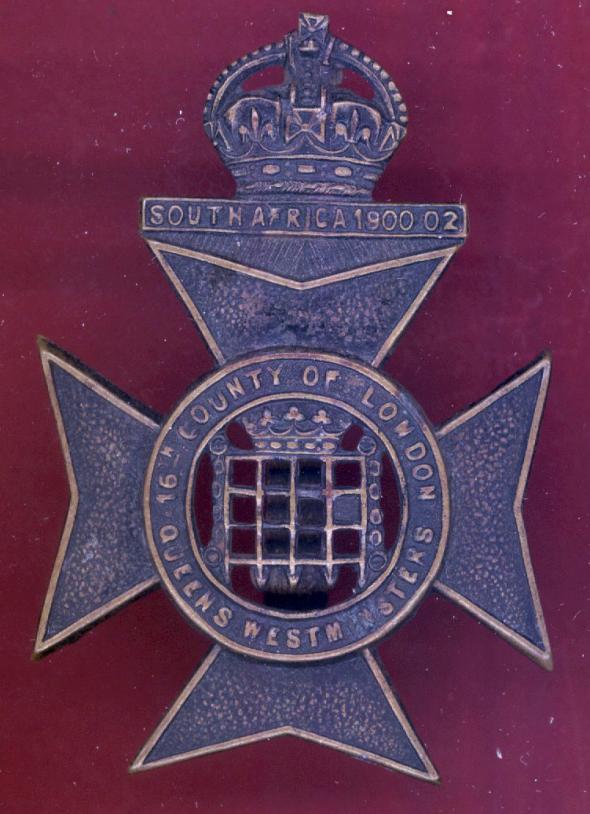 16th County of London Bn. Queen's Westminster Rifles cap badge