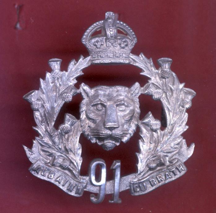 91st Regiment Canadian Highlanders, Argyll & Sutherland cap Badge