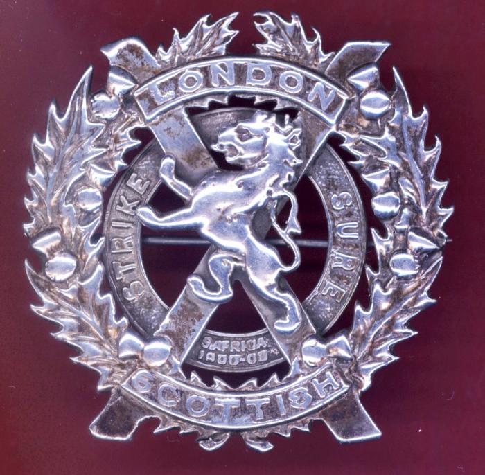 The London Scottish Officer's WW2 H/M silver glengarry badge