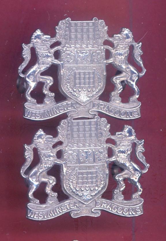 Westminster Dragoons Officer's collar badges