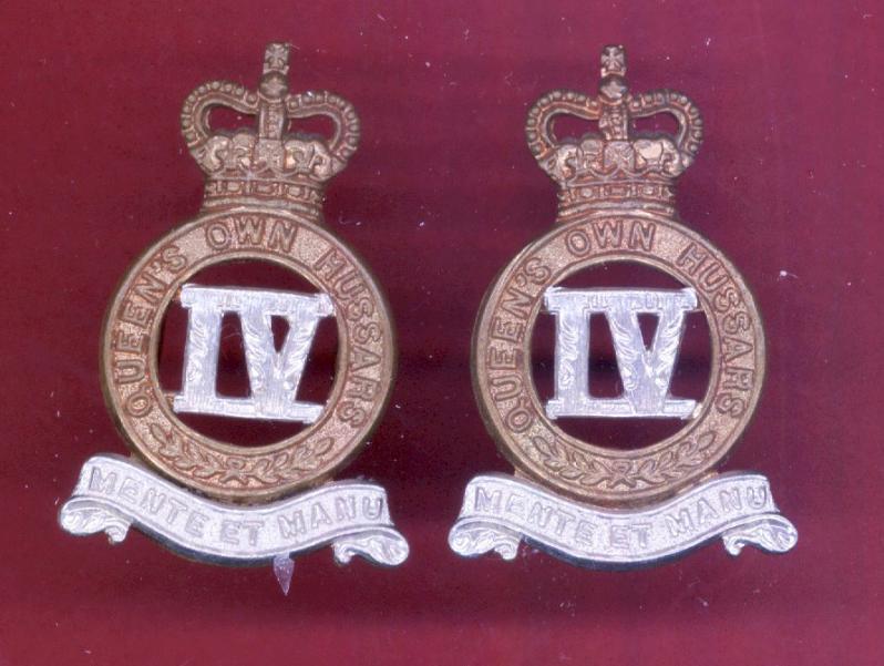 4th Queen's Own Hussars EIIR collar badges