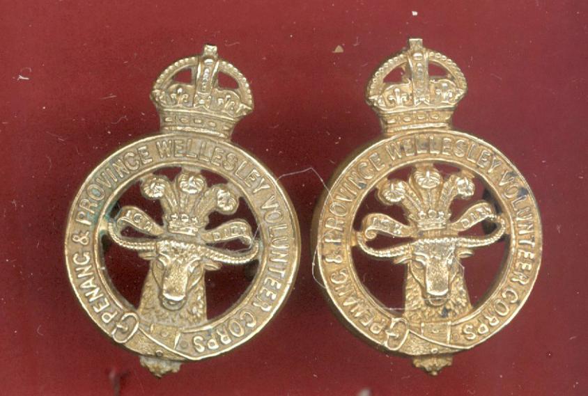 British Colonial Penang & Wellesley Volunteer Corps collar badges