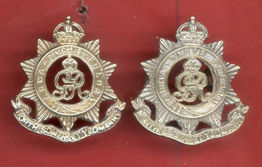 North Somerset Yeomanry WW1 Officer's collar badges