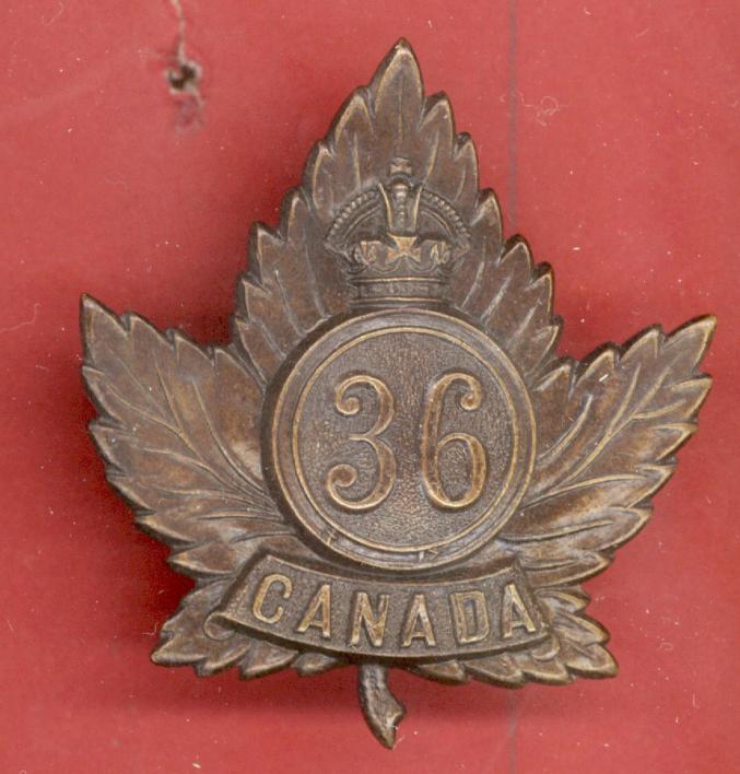 Canadian 36th Hamilton Oversea's Bn. CEF WW1 cap badge