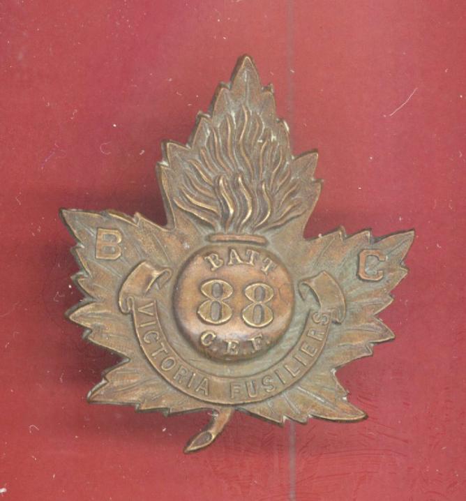 Canadian 88th Victoria Fusiliers Infantry Bn. WW1 CEF cap badge