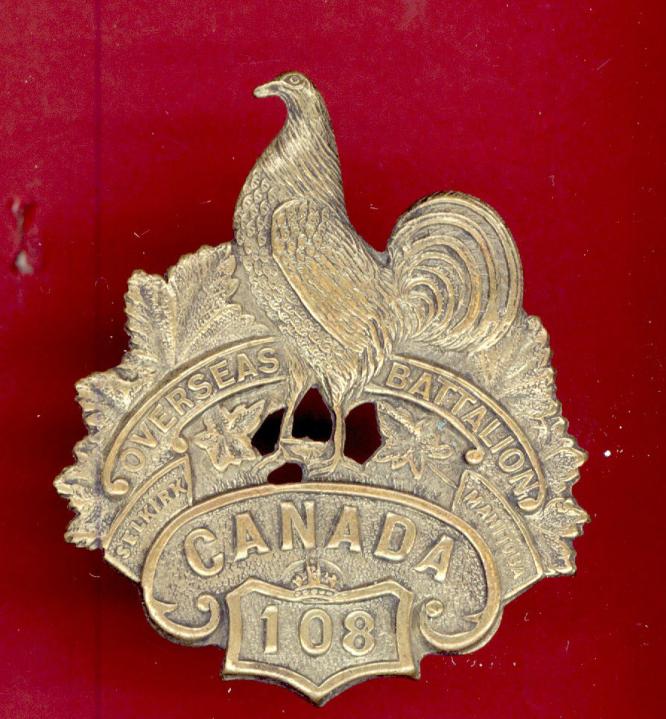 Canadian 108th Selkirk, Manitoba Bn. WW1 CEF cap badge